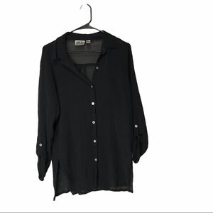 Chico’s Black Long Sleeve Silk Top SzSm